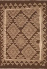 Southwestern Brown Kilim Oriental Reversible Rug Flat weave Foyer Carpet 3x5