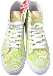Vans Women's Sk8-Hi Tapered Swirl Lime Green Cream Canvas Shoes Size 9.5 NIB