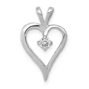 14k White Gold AA 1/10ct. Real Diamond Heart Pendant
