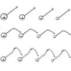 4pcs Stainless Steel Nose Studs Set Tiny Ball Bone Screw L-Shape Stud Earrings