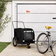 Dog Bike Trailer, Bike Pet Carrier, Bike Bicycle Dog Trailer, Bicycle Dog Carrier Orange and Grey Oxford Fabric and Iron