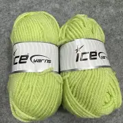 Ice Yarns Wool Bermuda Green Lime Lot of 2 Wool Acrylic Blend 100 gr Bulky 133m