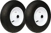 2PCS 25.4mm Bore 16" Pneumatic Wheelbarrow Wheels with 4.8/4.00-8 Tires, 1" Roller Bearing, Metal Rim, 120kg Capacity, for Garden, Farm, Outdoor Use, Lightweight and Durable, Not for Highway Use
