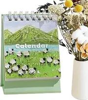 Floral Desk Calendar 2024 | Flower Oil Painting Stand up Calendar,Small Monthly Calendar for Work, Planning, to-Do List, Portable Table Calendar for Home, School