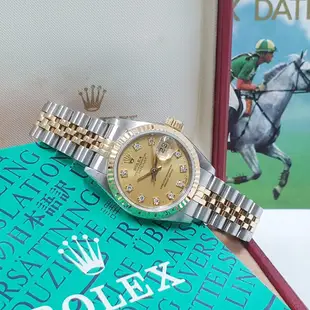 ROLEX勞力士 69173 Datejust 蠔式女錶 經典款式 金色十鑽面盤 錶徑26 自動上鍊 大眾當舖L642