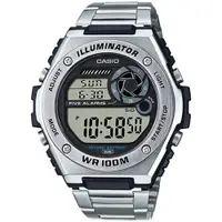 在飛比找ETMall東森購物網優惠-CASIO 卡西歐 10年電力金屬風計時手錶-銀 MWD-1