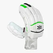 DSC Split Players Cricket Batting Gloves | Color: White | Size: Adult Left Hand | Material: Leather | Fibre Reinforced Protection | English Pittard Palm | Ultra-Thin Foam Finger Rolls | Lightweight