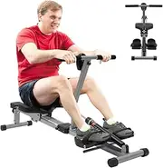 JAYGOVAN Rowing Machine Squat Machine Home Core Exercise Machine 262 lbs Foldable Adjustable 12 Resistance & 3 Stage Band Ride & Rowing Machine for Bottoms Glutes Thighs Abs Back