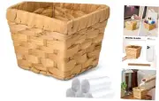 Mini Wicker Trash Can, Countertop Garbage Basket with Trash Bag, 0.5Gal/1.5L