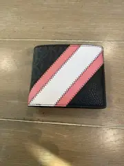 Michael Kors Men’s Cooper Billfold Coin Pocket Bifold Pink Stripe Leather Wallet