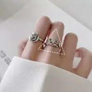 Cute Sweet 925 Sterling Silver Kitty Ring Unique Cat Ring