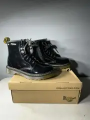 Dr Doc Martens Black Zipper J Youth Boots 1460J Size US 3 Lace And Zip Y2K NEW