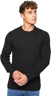 [Crosshatch] Mens Kabstars Cable Knit Pullover (UK Size: XL) (Black)