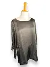 New $248 EILEEN FISHER Silk Cotton Tunic Crossroads Print Woodland Green sz S/M