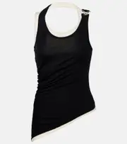 [Jean Paul Gaultier] Jean Paul Gaultier Layered cotton jersey tank top AU 16 black