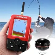 DFJKLFDV Video Camera Fish Finder XJ-01 Wireless Fish Detector 125KHz Sonar Sensor 0.6-36m Depth Locator Fish Finder with 2.4 Inch LCD Screen & Antenna, Built-in Water Temperature Sensor