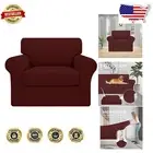 Luxurious 2-Piece Stretch Couch Cover - Wine for Pets & Kids - Machine Washable