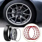 Nylon Wheel Edge Ring, 16-20 Inches Rim Protectors,Anti-Collision Anti-Scratch Car Refit Trims Kit,Universal Tire Rim Guard, 4 PCS Alloy Wheel Protectorsf,16 inch,Red