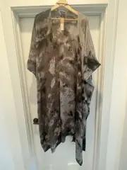 Steve Madden Tie Dye Woven Duster Kimono Women's One Size Black/White Wool Blend