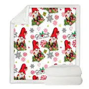 Christmas Gnome for the Holidays Pattern Throw Blanket