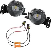 Car Lights Fog Lamp Assembly Compatible For BMW E46 E60 E61 2003-2008 LED Angel Eyes Halogen Front Bumper Headlight 12V(LED White)