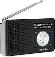 TechniSat DIGITRADIO 1 Portable DAB+ Radio with Battery (DAB, FM, Speaker, Headphone Jack, Favourite Memory, OLED Display, Small, 1 Watt RMS) Black/Silver