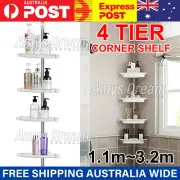 4 Tier Telescopic Bathroom Shelf Adjustable Wall Corner Shower Rack Organizer ME
