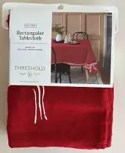 60x104 Red Ribbon Tablecloth - Threshold™: Solid Cotton, Machine Washable NEW
