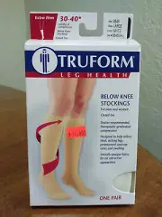 TRUFORM Compression Stocking 30-40mmHg Below Knee Closed Toe White Large