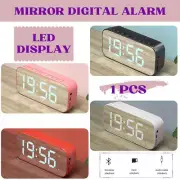 Mirror LED Display Digital Alarm Clock Wireless Bluetooth Speaker Home Decor AU