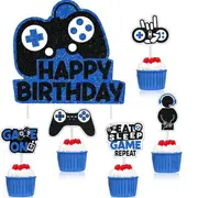 36pcs Game On Cake & Cupcake Toppers Kids Video Game Theme Birthday Decorations