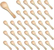 VENEKA 90 Pieces Small Wooden Spoons Mini Nature Wooden Spoons Mini Tasting Spoons Condiments Salt Spoons(Natural Wood Color)