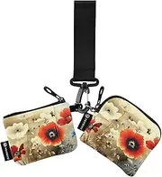 [XYMZR] Mini Zip Around Wristlet keychain Wallet Art Colorful Flowers for Women Personalized Pattern Detachable Dual Pouch Wristlet Portable Wallet Phone Coin Purse, Multi-colored, One Size