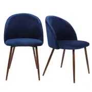 Levede 2x Velvet Dining Chairs Navy
