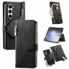 Wallet Leather Phone Case For Samsung Galaxy Z Fold 6 5 4 3 Zipper Cards Cover