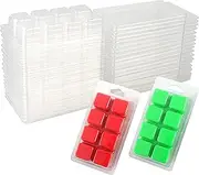 MILIVIXAY 25 Packs 8 Cavity Cubes Clamshells- Wax Melt Containers for Tarts- Clear Empty Plastic Wax Melt Molds.