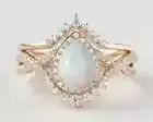 2CT Pear Lab Created Opal Women's Bridal Ring Set 14K Rose Gold Plated