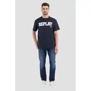 Replay Mens Basic Tee Shirts Crewneck T-Shirt w/ Print Blue