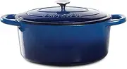 Crock Pot Artisan Enameled Cast Iron 7-Quart Oval Dutch Oven, Sapphire Blue -