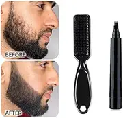 VERONNI Beard Pen Filler For Men,Brown Beard Thickener Kit Long Lasting Moustache And Eyebrows Beard Pen With A Micro-Fork Tip Applicator Includes Bristle Brush For Blending Set (Brown)