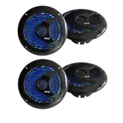 4 X New 6.5'' Inch 150 Watts Marine Boat Stereo Speakers W/Multi-Color LED Ligth