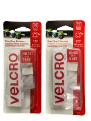 Hook and Loop Thin Clear Fasteners Low Profile Tape 18 in x 3/4 in - 2 Pack