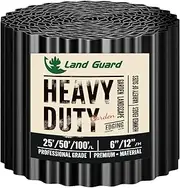 Land Guard Corrugated Garden Edging Border, 6" x 50' Landscape Paver Edging, Tall Landscape Edging, Fence for Garden, Flower Bed, Lawn and Landscape Edging (Glossy Black)