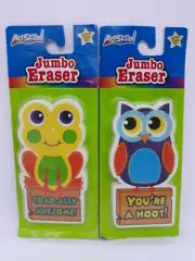 2 Art Skills Jumbo Erasers Toad-Ally Awesome & You're A Hoot