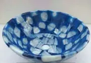Natural Blue Agate Stone Wash Basin Handcrafted Counter Top Vessel Counter Sink