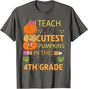 [X.Style] I Teach The Cutest Pumpkins in The Patch 4th Grade Boys Girl ds846 T-Shirt (S) Asphalt Grey