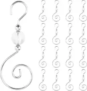 30 Silver S-Shaped Christmas Tree Hanger Hooks with Sparkling Crystal Beads