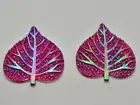 20 Flatback Resin Glitter Rhinestone Heart Leaves Cabochons 38mm Colour Choice