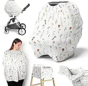Sweet Jojo Designs Boho Floral Garden Flower Girl Infant Baby Car Seat Cover Nursing Breastfeeding High Chair Shopping Cart Stroller Canopy Carrier Multipurpose Use Green Watercolor Bohemian Farmhouse