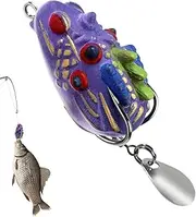 Frog Fishing Lure, Realistic Soft Lure Double Hook Floating Bait with Sequin, Portable Attractive Fishing Supplies for Freshwater Saltwater